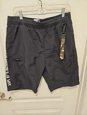 AAPE by A Bathing Ape Black Nylon Shorts Men's M Camo Strap Logo BAPE